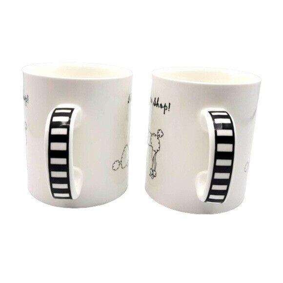 Savinio Designs Fifi Poodles Dogs 2 Mug Set 4" Live To Shop Shop To Live Purse - Picture 6 of 11